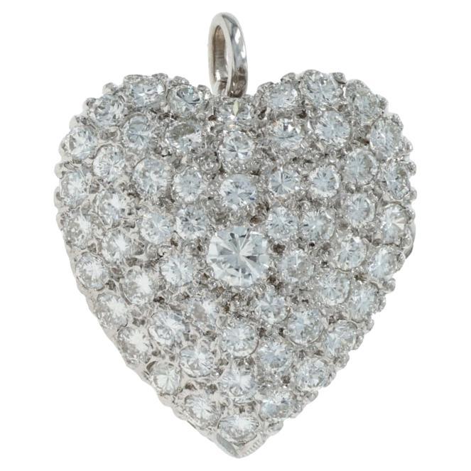 Weißgold Diamant Vintage Herz Pave Brosche 14k Runde 1,50ctw Liebe Cabrio im Angebot