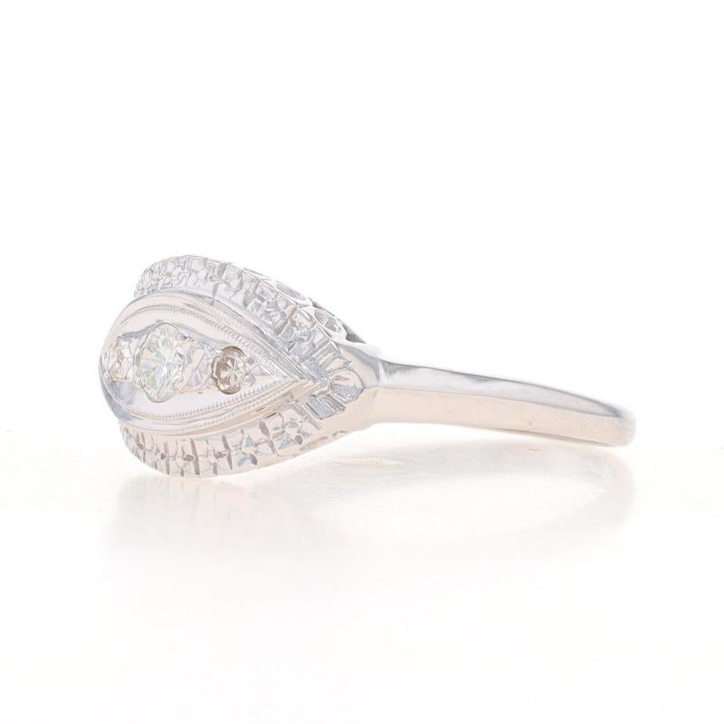 Round Cut White Gold Diamond Vintage Ring - 14k Round Brilliant .28ctw Floral For Sale