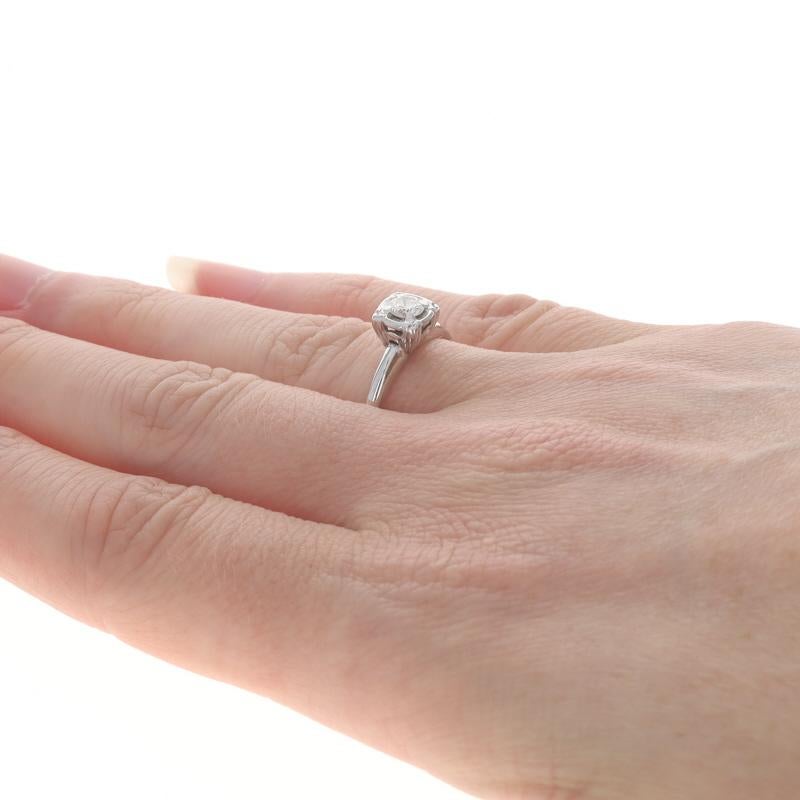 Bague de fiançailles en or blanc avec solitaire vintage en diamant - 14k rond brillant .25ct Pour femmes en vente