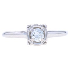 Weißgold Diamant Vintage Solitär Verlobungsring - 14k Runde Brillant .25ct