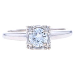 Weißgold Diamant Vintage Solitär Verlobungsring - 14k Runde Brillant .38ct