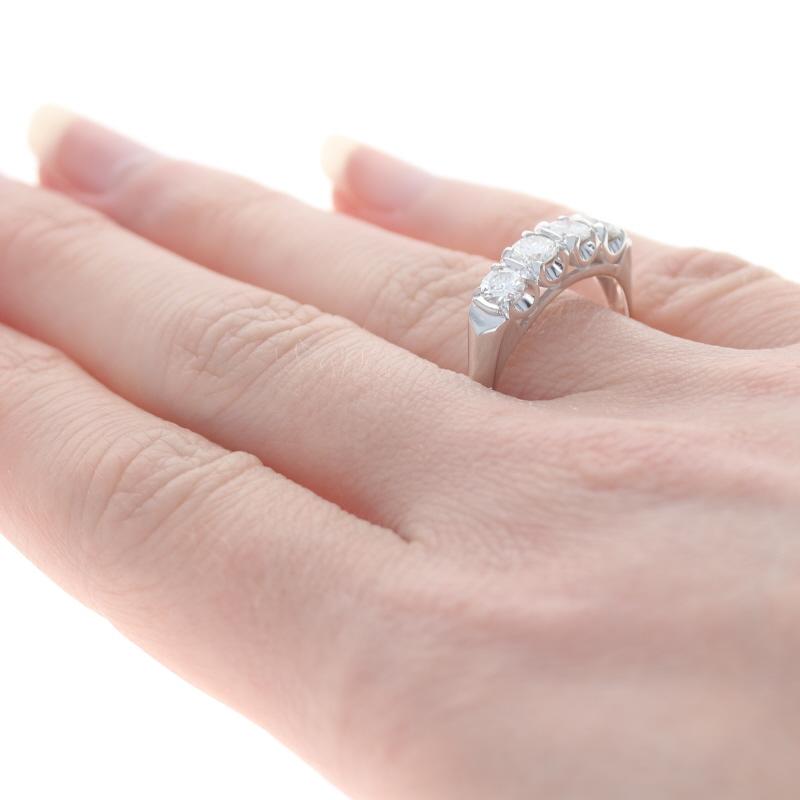 Women's White Gold Diamond Vintage Wedding Band - 14k Round 1.00ctw Four-Stone Ring