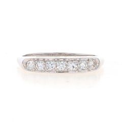 White Gold Diamond Vintage Wedding Band - 14k Round .28ctw Seven-Stone Ring