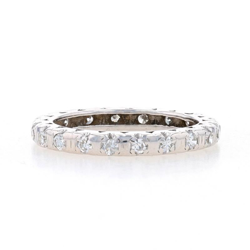 Round Cut White Gold Diamond Vintage Wedding Band - 14k Round .28ctw Seven-Stone Ring For Sale