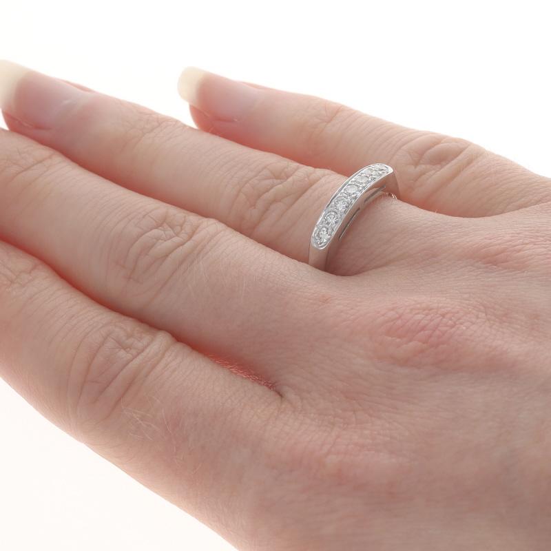 Weißgold Diamant Vintage Hochzeit Band - 14k Runde .28ctw Sieben-Stein-Ring Damen im Angebot