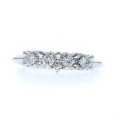 Fascia nuziale vintage con diamante in oro bianco - Anello tondo Brilliante .24ctw 14k
