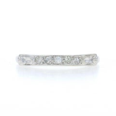 White Gold Diamond Vintage Wedding Band - 14k Single Ring