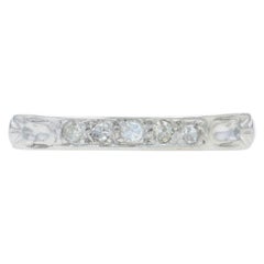 White Gold Diamond Vintage Wedding Band - 14k Single Ring