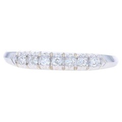 White Gold Diamond Vintage Wedding Band 18k Rd.17ctw Knife-Edge Seven-Stone Ring