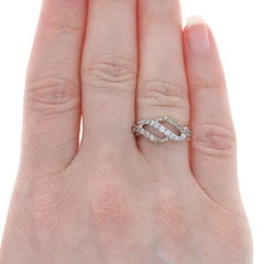 White Gold Diamond Wave Ring - 10k Round Brilliant .50ctw