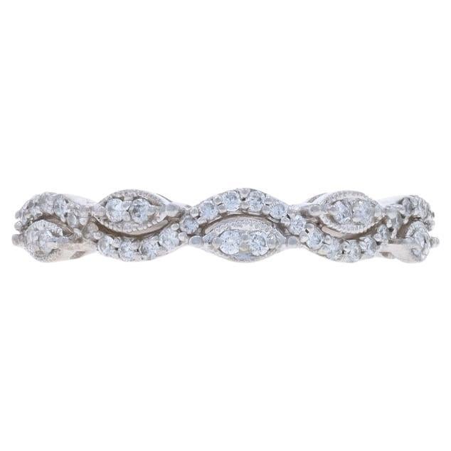 White Gold Diamond Wavy Vine Band - 14k Round Brilliant .25ctw Wedding Ring
