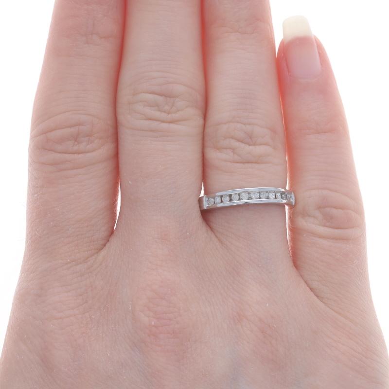 Taglio rotondo Fascia nuziale con diamante in oro bianco - Anello a Brilliante Rotondo da 10 carati (14 ct.) in vendita