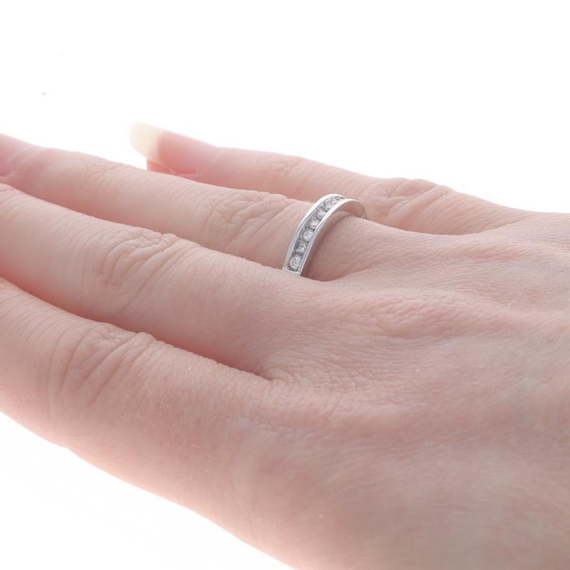 Donna Fascia nuziale con diamante in oro bianco - Anello a Brilliante Rotondo da 10 carati (14 ct.) in vendita
