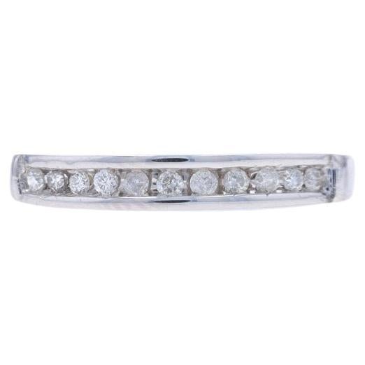 White Gold Diamond Wedding Band - 10k Round Brilliant .14ctw Ring