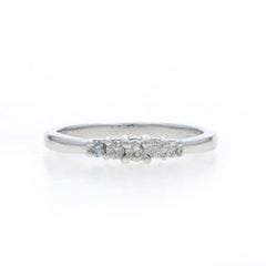 White Gold Diamond Wedding Band - 10k Round Brilliant .18ctw Five-Stone Ring
