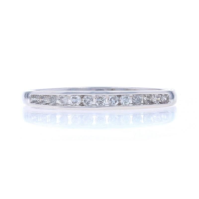 Size: 7
Sizing Fee: Up 2 sizes for $40 or Down 1 size for $40

Metal Content: 10k White Gold

Stone Information

Natural Diamonds
Carat(s): .20ctw
Cut: Round Brilliant
Color: J - K
Clarity: SI2 - I1

Total Carats: .20ctw

Style: Wedding Band with