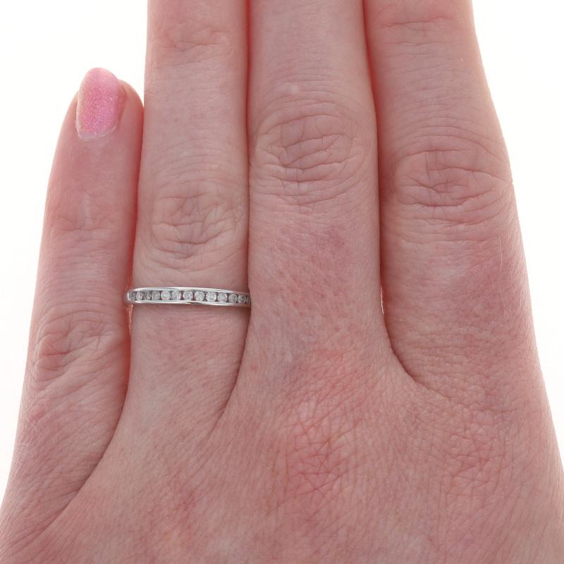Round Cut White Gold Diamond Wedding Band - 10k Round Brilliant .20ctw Channel Set Ring For Sale