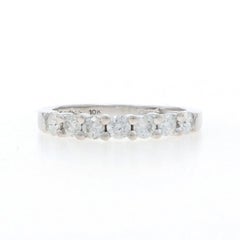 White Gold Diamond Wedding Band - 10k Round Brilliant .42ctw Seven-Stone Ring