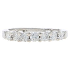 White Gold Diamond Wedding Band - 10k Round Brilliant .42ctw Seven-Stone Ring
