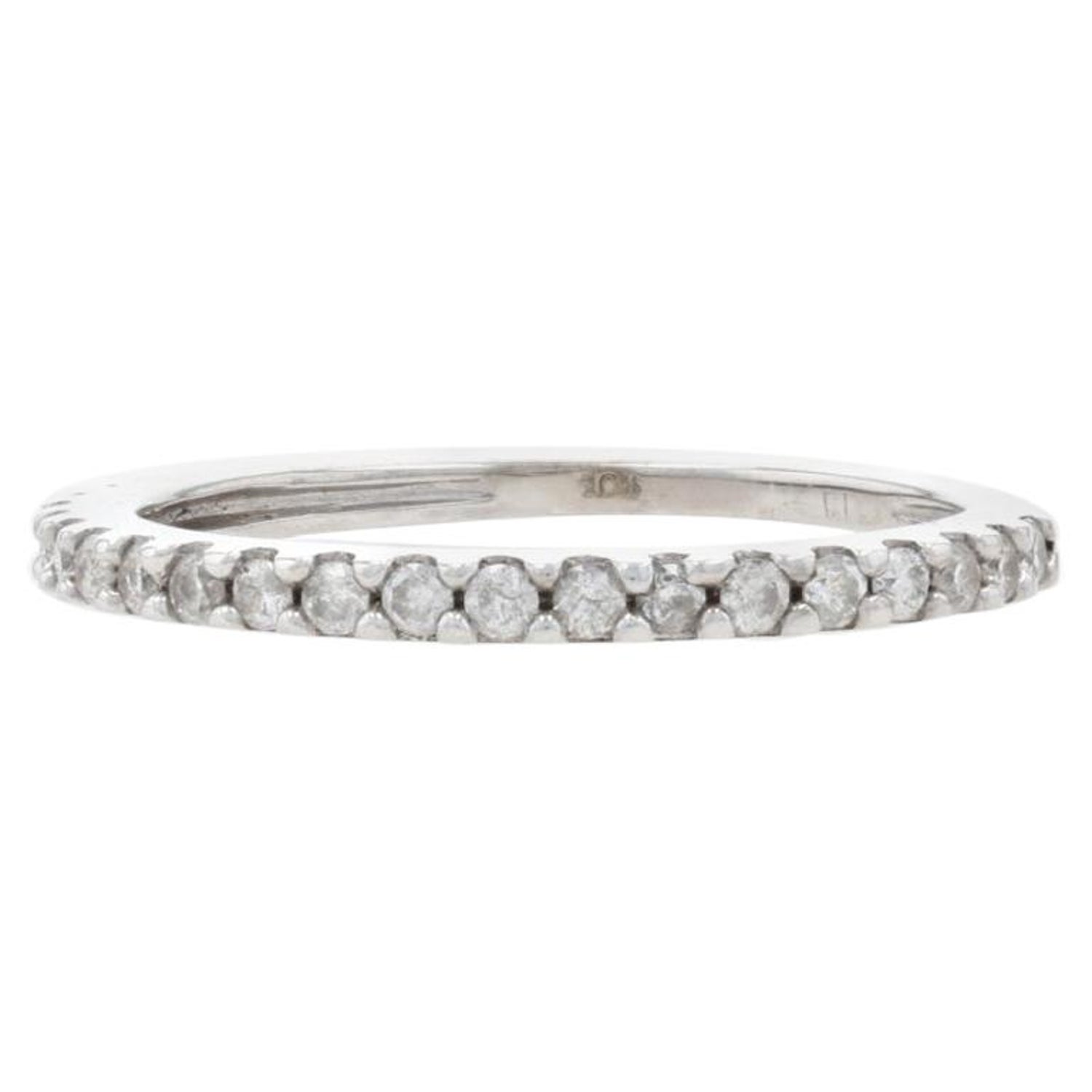 Dainty Modern Diamond Stackable Wedding Band in 10k White Gold