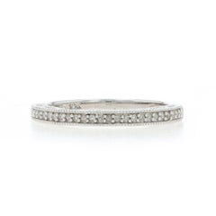 White Gold Diamond Wedding Band - 10k Single Cut .10ctw Milgrain Ring