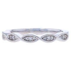 Alliance en or blanc avec diamant - 10k Single Cut .10ctw Twist Milgrain Ring