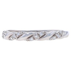 White Gold Diamond Wedding Band - 10k Single Cut .10ctw Twist Ring