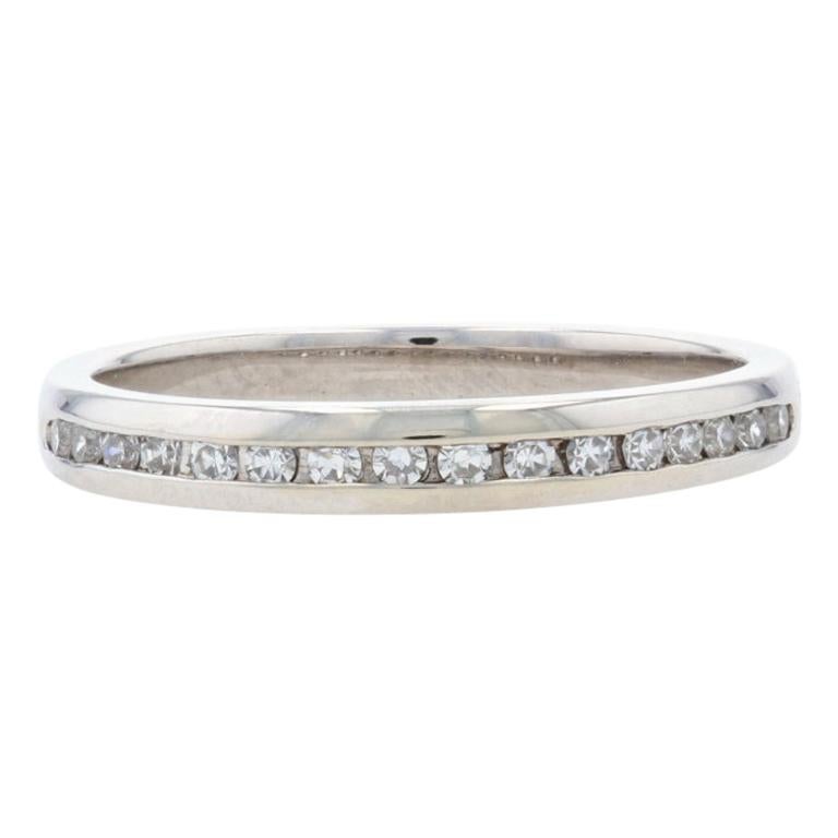 For Sale:  White Gold Diamond Wedding Band, 10k Single Cut .16ctw Ring