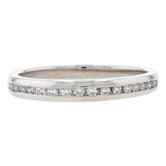 Vintage White Gold Diamond Wedding Band, 10k Single Cut .16ctw Ring