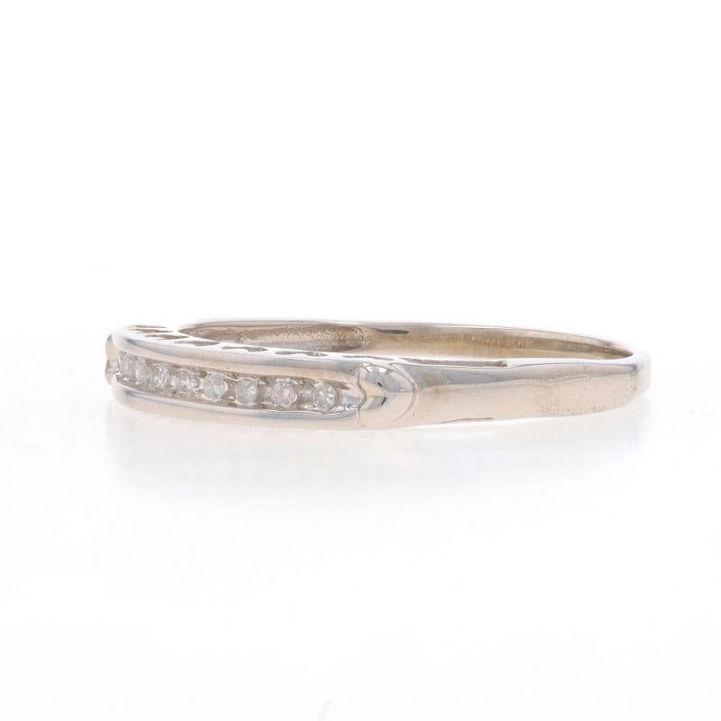 Women's White Gold Diamond Wedding Band - 10k Single Cut Ring For Sale