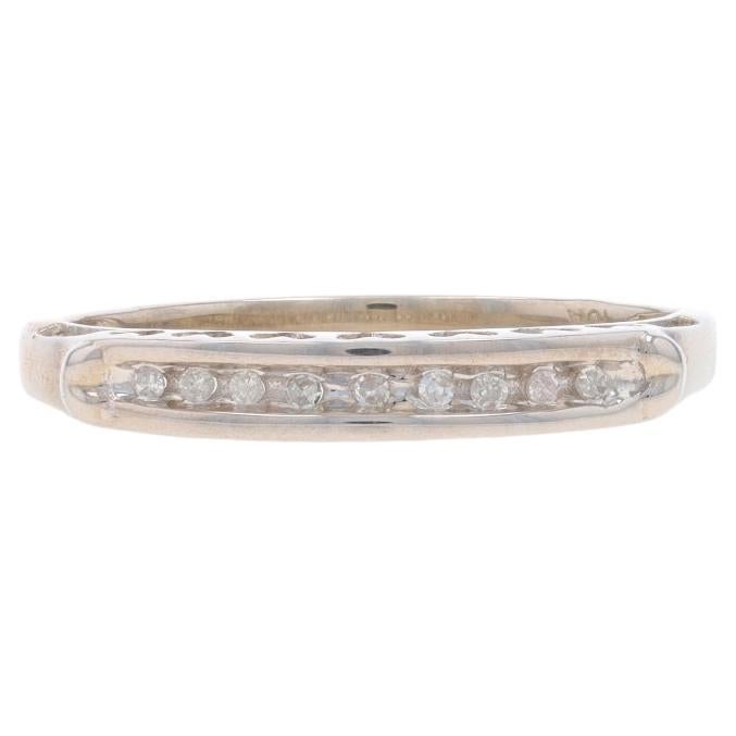 White Gold Diamond Wedding Band - 10k Single Cut Ring For Sale