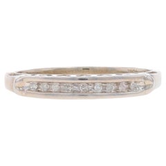 White Gold Diamond Wedding Band - 10k Single Cut Ring