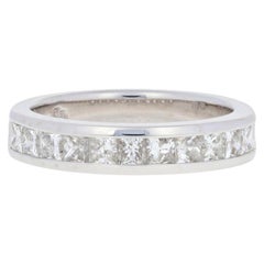 White Gold Diamond Wedding Band, 14 Karat Princess Cut 1.10 Carat Men
s Ring