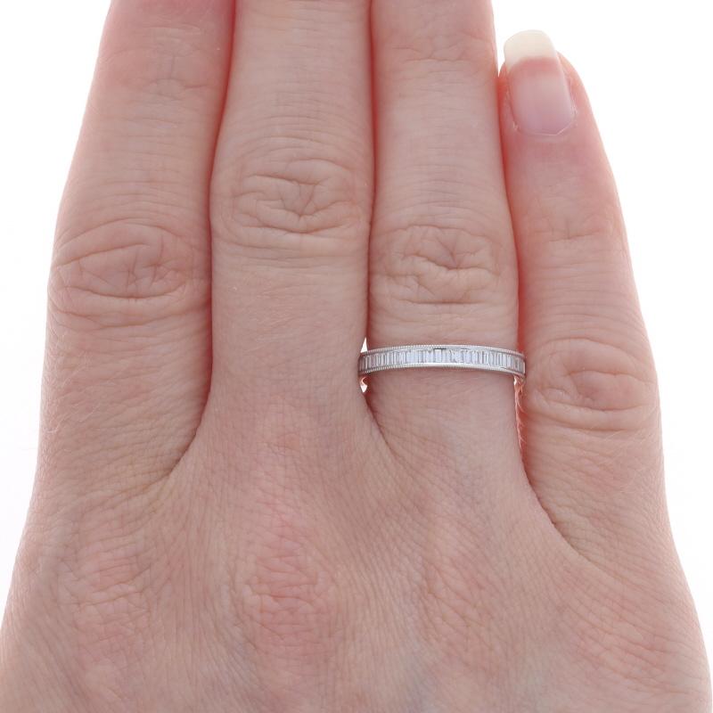Baguette Cut White Gold Diamond Wedding Band - 14k Baguette .23ctw Milgrain Ring Sz 6 1/2 For Sale
