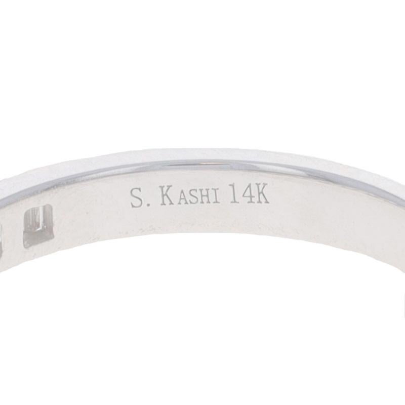 White Gold Diamond Wedding Band - 14k Baguette .23ctw Milgrain Ring Sz 6 1/2 For Sale 2