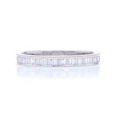 White Gold Diamond Wedding Band - 14k Baguette .23ctw Milgrain Ring Sz 6 1/2
