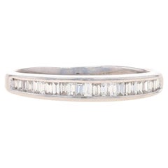 White Gold Diamond Wedding Band - 14k Baguette .25ctw Ring
