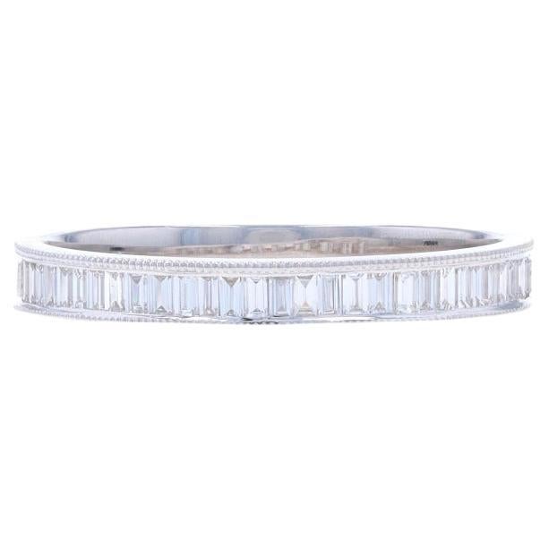 Alliance en or blanc avec diamant - 14k Baguette .33ctw Milgrain Ring Sz 6 1/2