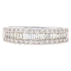 White Gold Diamond Wedding Band - 14k Baguette .74ctw Ring Size 7 1/2