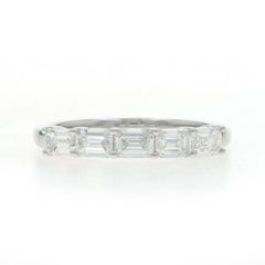 White Gold Diamond Wedding Band - 14k Emerald 1.10ctw Ring
