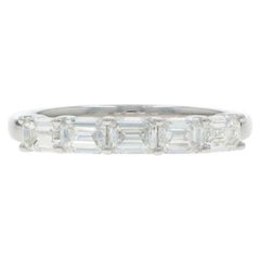 White Gold Diamond Wedding Band - 14k Emerald 1.10ctw Ring