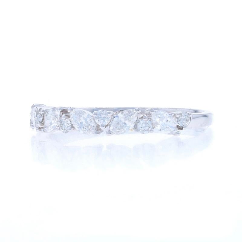 White Gold Diamond Wedding Band 14k Marquise .50ctw Stackable Ring In New Condition In Greensboro, NC