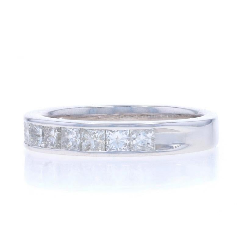 Alliance en or blanc avec diamant - 14k Princesse 1.00ctw Channel Set Ring Sz 4 1/2 Excellent état - En vente à Greensboro, NC