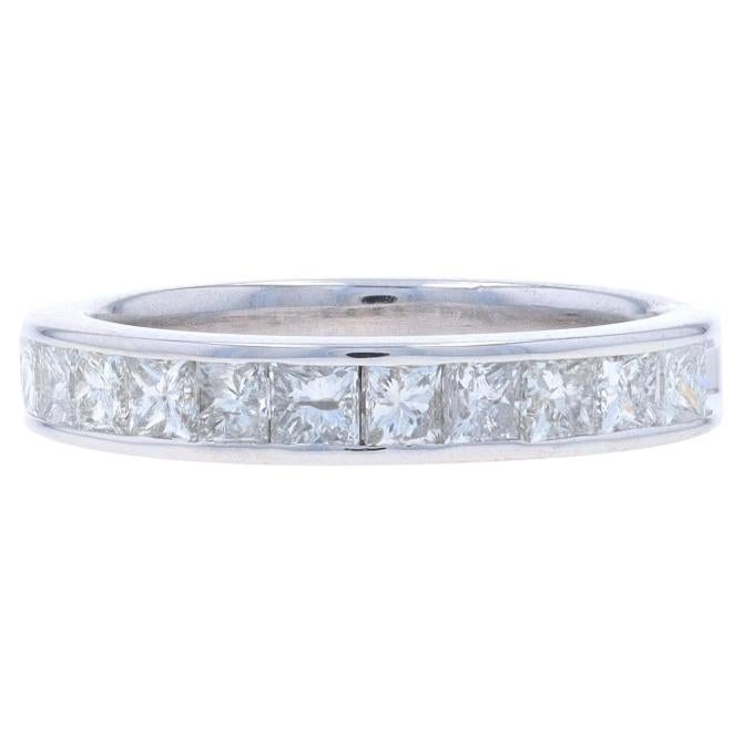 Alianza de oro blanco con diamantes - 14k Princesa 1.00ctw Anillo en canal Sz 4 1/2