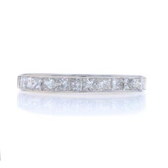 White Gold Diamond Wedding Band - 14k Princess 1.00ctw Channel Set Ring SZ 7 1/2