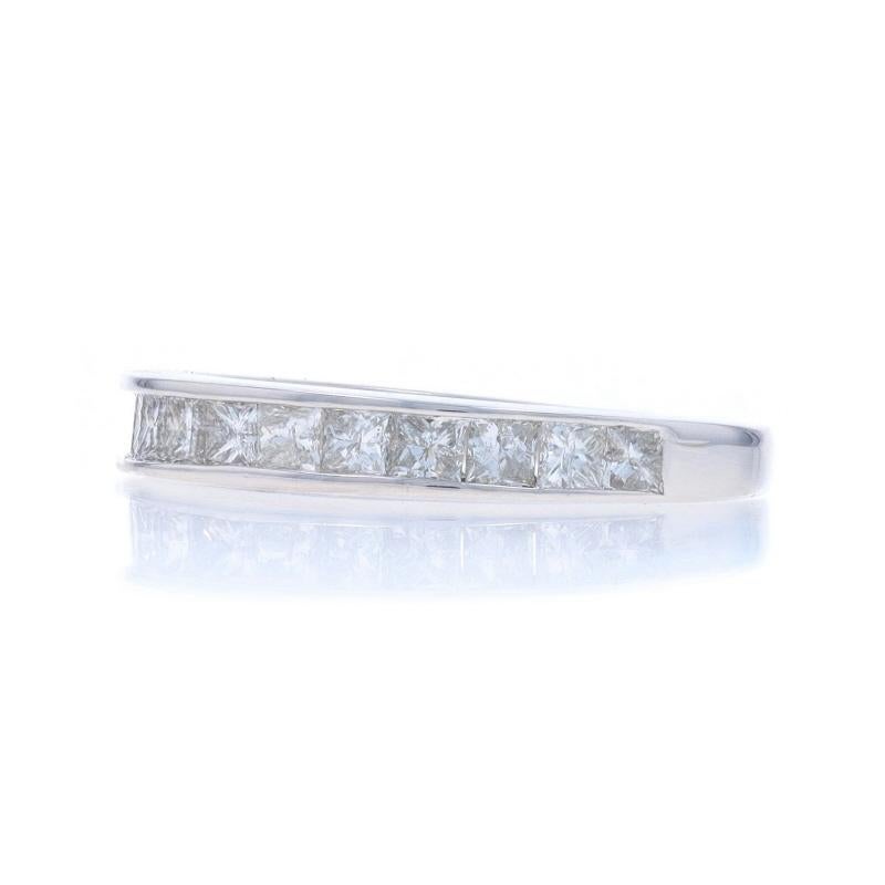 White Gold Diamond Wedding Band - 14k Princess 1.00ctw Channel Set Ring SZ 7 1/2 In condizioni ottime in vendita a Greensboro, NC