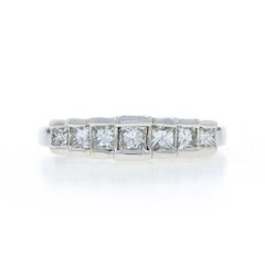 White Gold Diamond Wedding Band - 14k Princess .65ctw Seven-Stone Ring