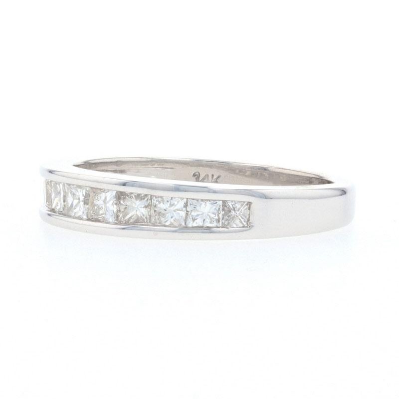 Princess Cut White Gold Diamond Wedding Band - 14k Princess Brilliant Cut .55ctw Ring