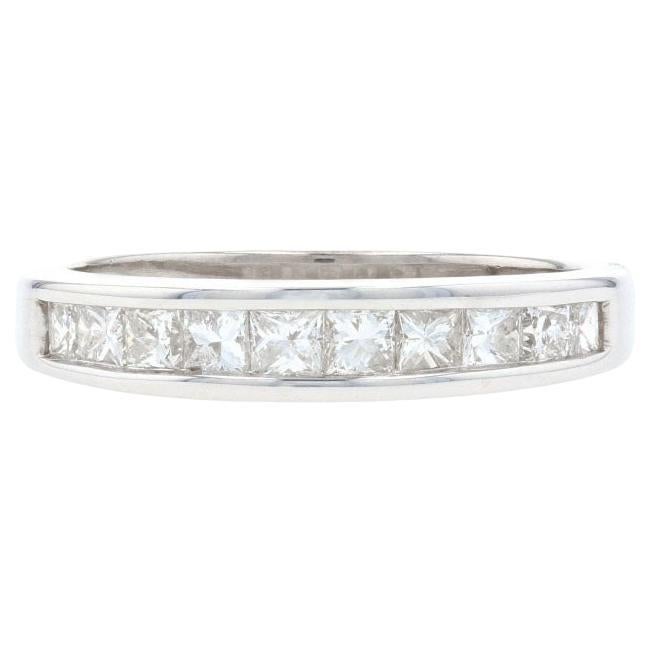 White Gold Diamond Wedding Band - 14k Princess Brilliant Cut .55ctw Ring For Sale