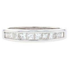 White Gold Diamond Wedding Band - 14k Princess Brilliant Cut .55ctw Ring